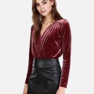 Express Velvet Body Suit, Maroon